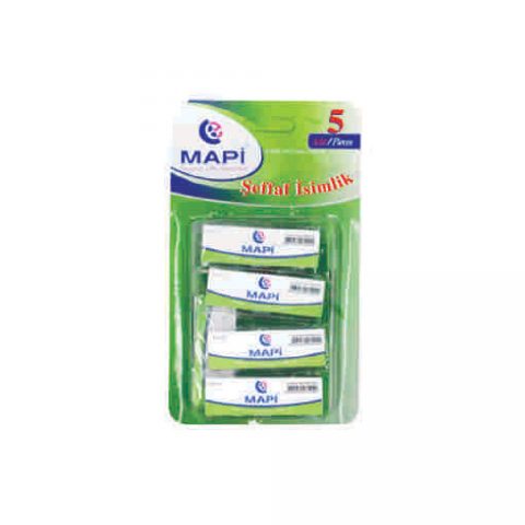 Mapi Şeffaf Isimlik 74x25 mm Dikdörtgen 5 li Blister