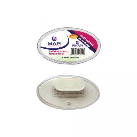 Mapi Şeffaf İsimlik Oval Mıknatıslı 55x35mm 