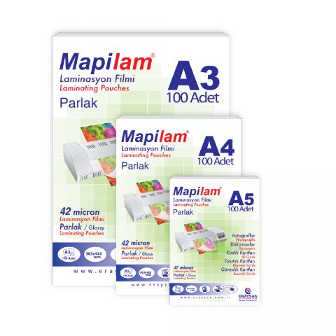 Mapilam 80mic 78x102mm Parlak Polyester 100 Ad. Laminasyon Filmi 