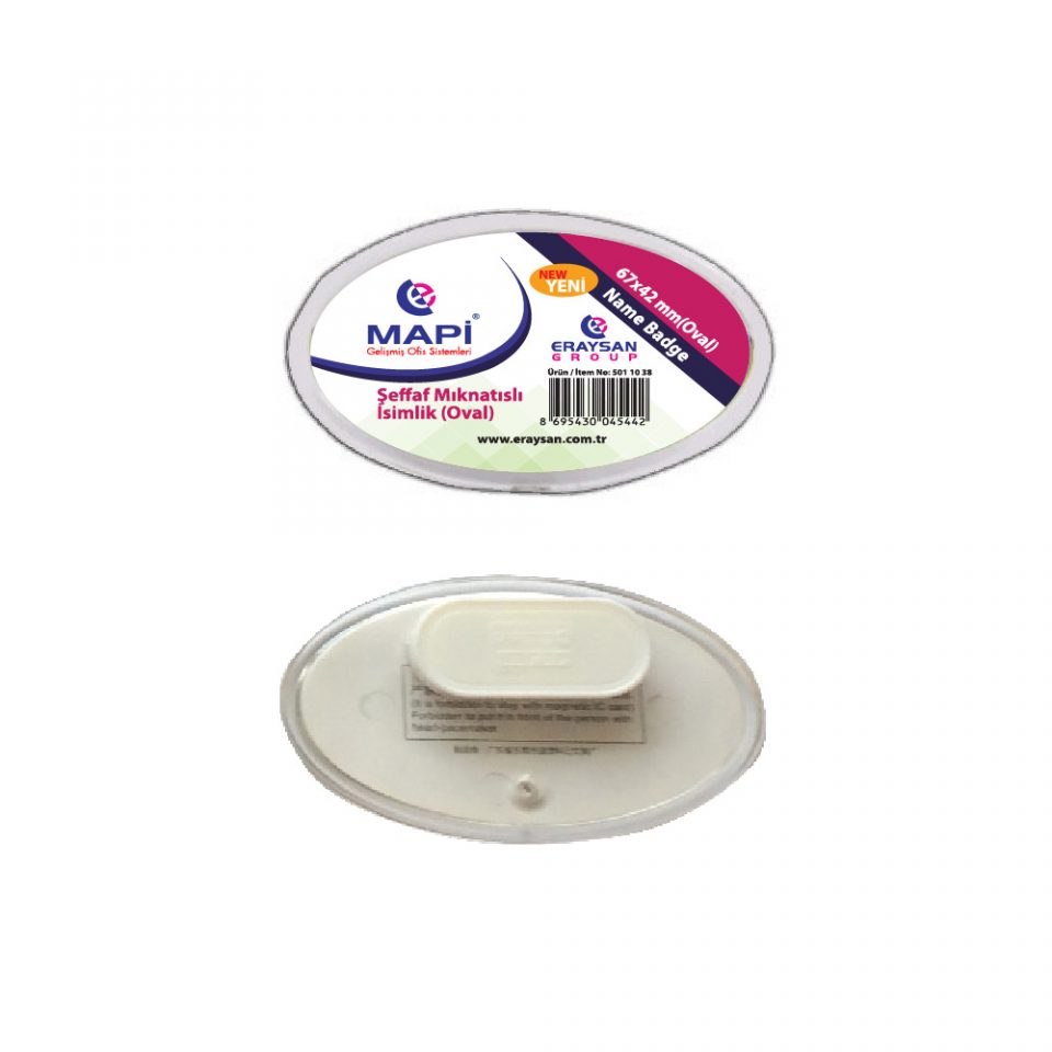 Mapi Şeffaf İsimlik Oval Mıknatıslı 67x42mm
