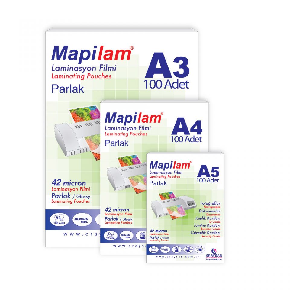 Mapilam 80Mic.A-5 Parlak Polyester  100 Ad. Laminasyon Filmi       