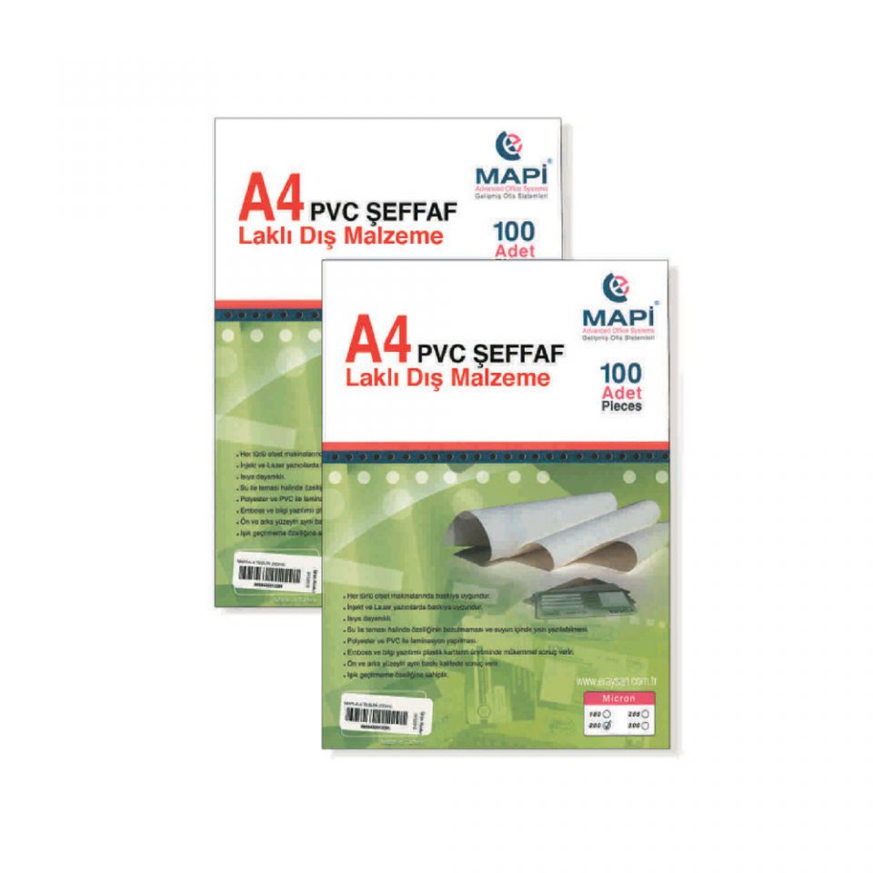 Mapi Pvc Şeffaf Laklı Dış Malzeme 100 Mic. 210x300 100 Ad.