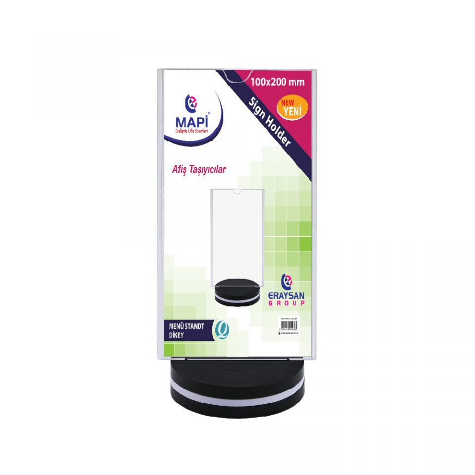 Mapi Menü Stand Dikey 100x200 mm Afiş taşıyıcı