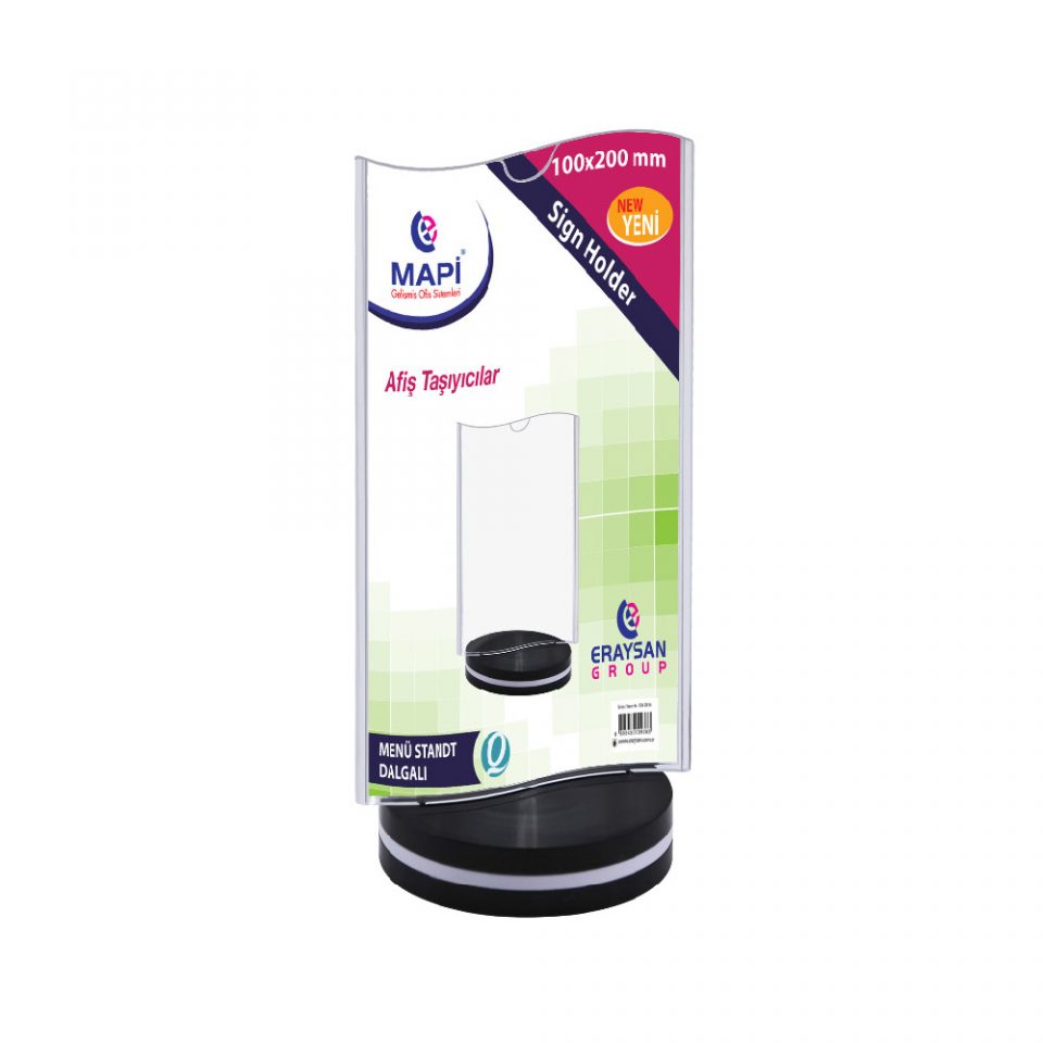 Mapi Menü Stand Dalgalı Dikey 100x200 mm Afiş Taşıyıcı