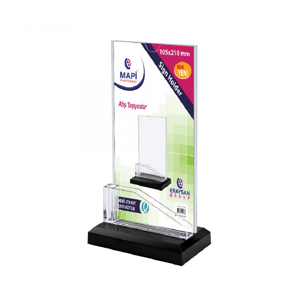 Mapi Menü Stand Kartvizitlikli 105x210 mm Dikey