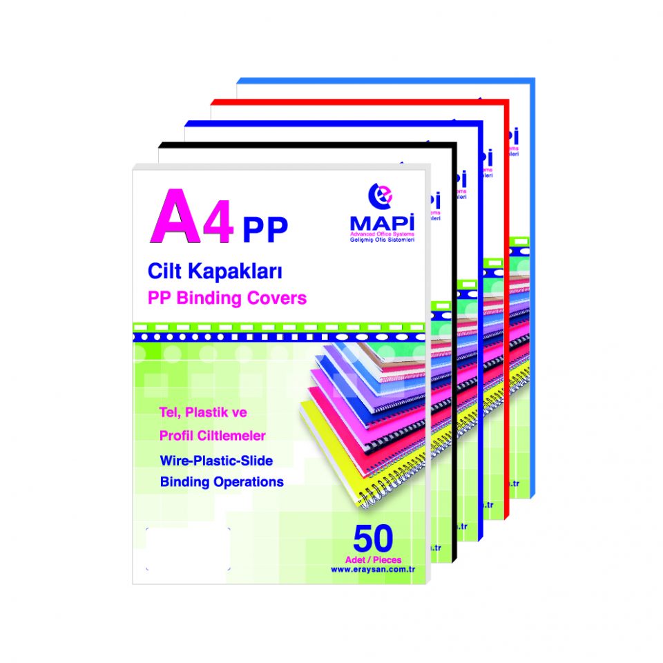 Mapibind 600 Mic. PP A4 Ciltleme Kapağı Siyah 50 Adet