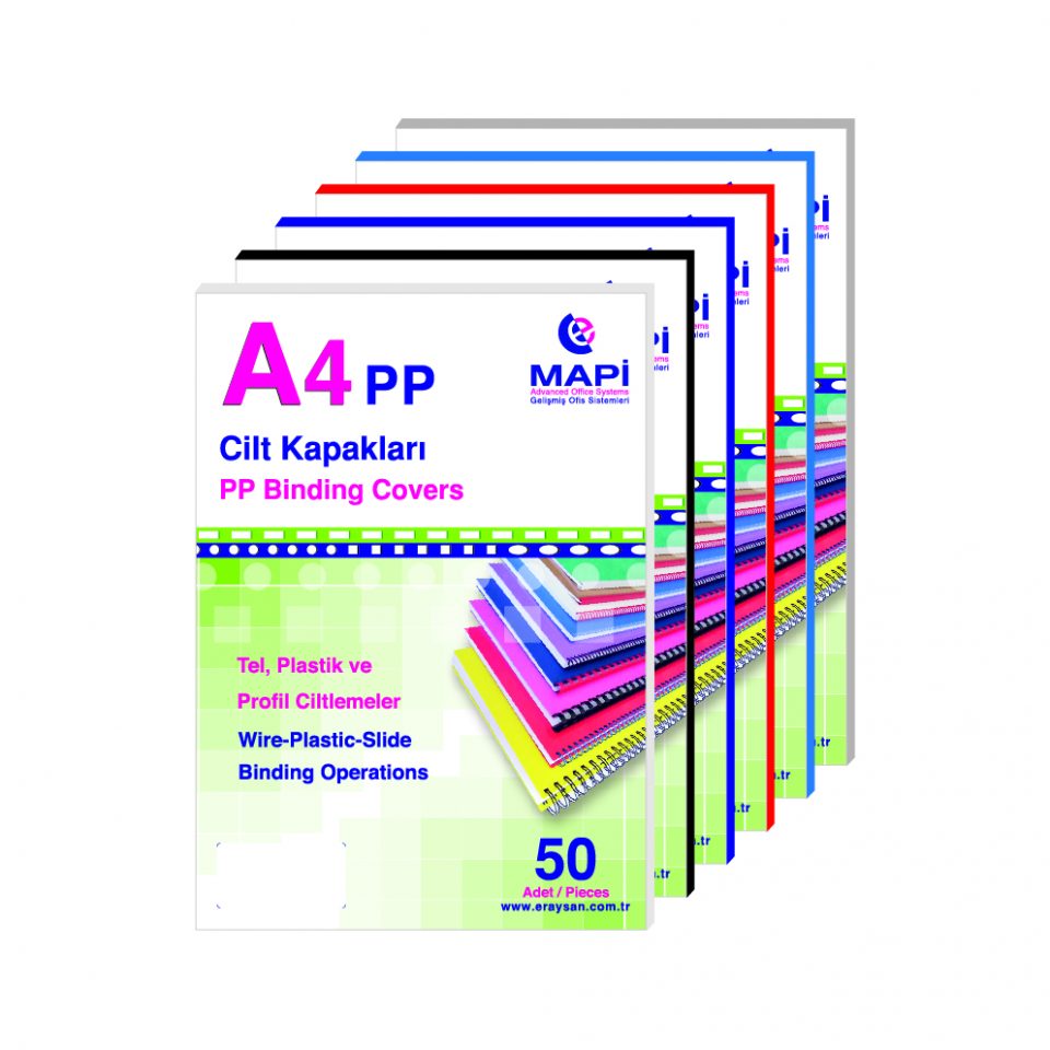 Mapibind 350 Mic. PP A-4 Ciltleme Kapağı Beyaz 50 Adet