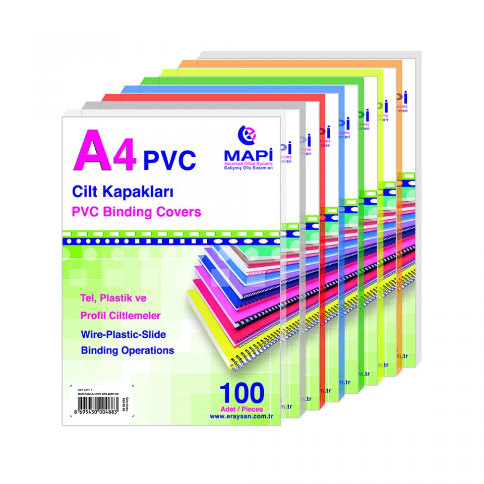 Mapibind 160 mic. A-4 Pvc Kapak Şeffaf Mavi       100 Adet