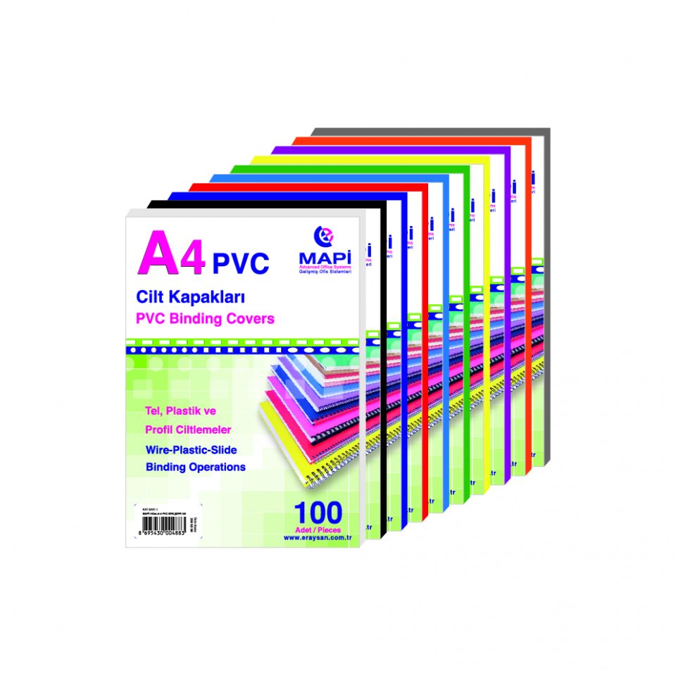 Mapibind 160mic. A-4 Pvc Ciltleme Kapağı Kırmızı   100 Adet